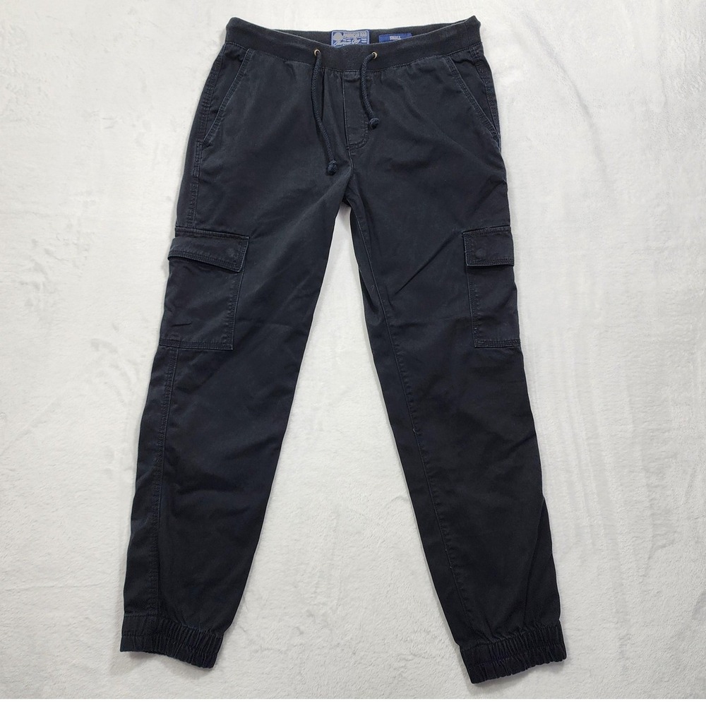 American Rag Pants Mens‎ S Black Cargo Jogger Elastic Waist Cuffed Tapered Leg
